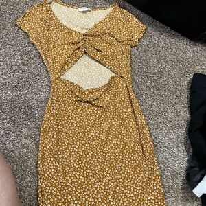 Jessica Simpson Mustard Floral Midi Dress